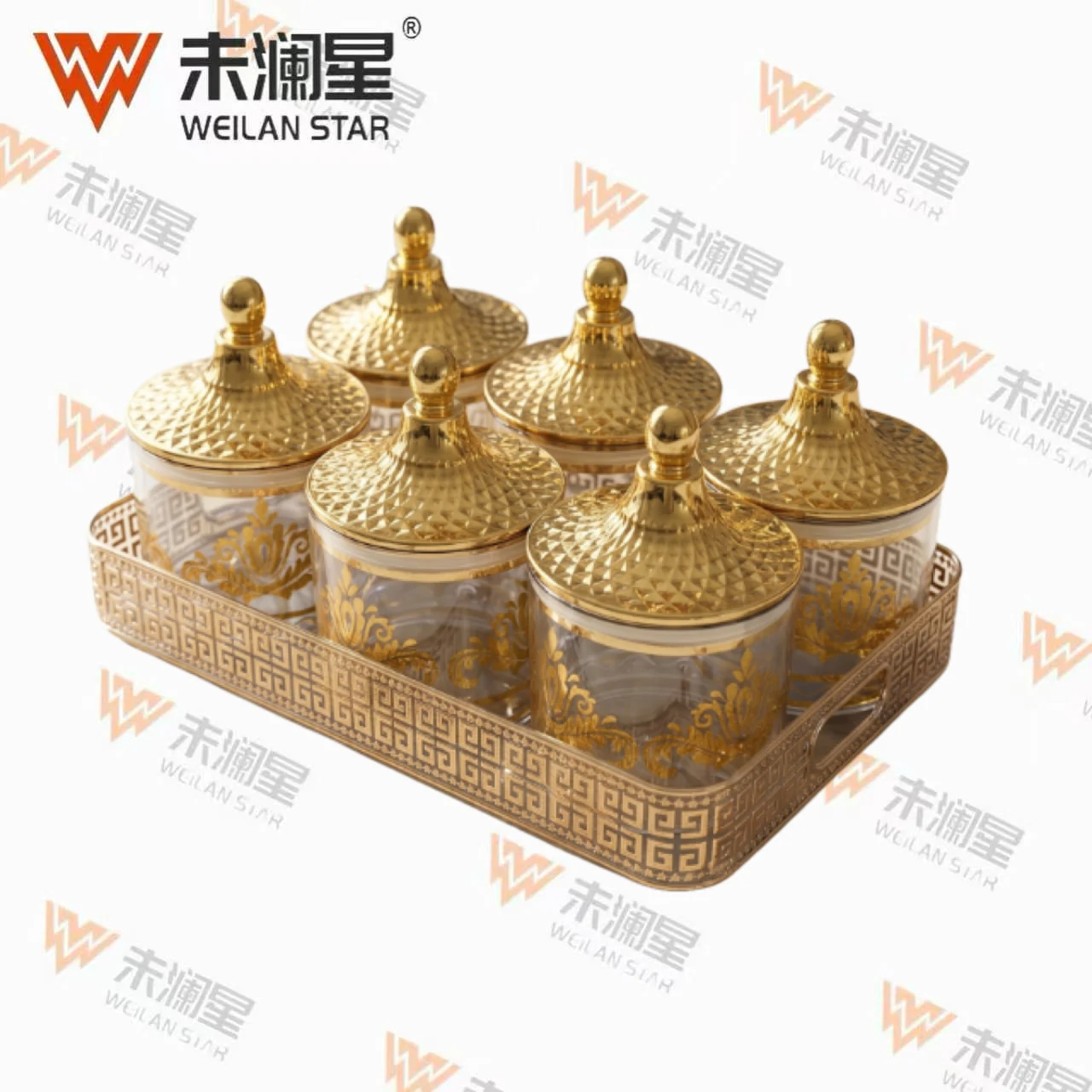 322-9C-Flower-Transparent-Gold-Foil 糖罐