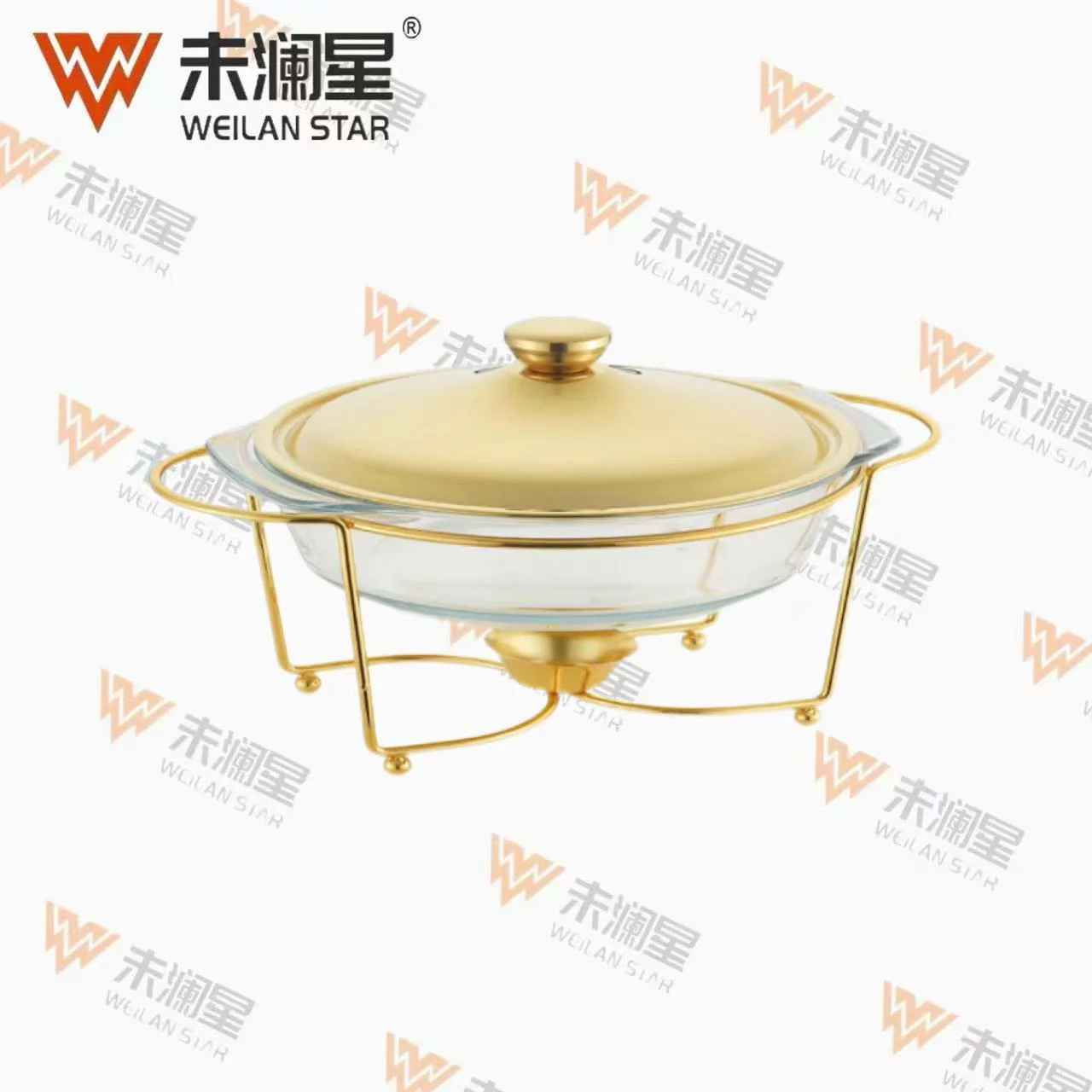 2l圆形金色 玻璃保温炉