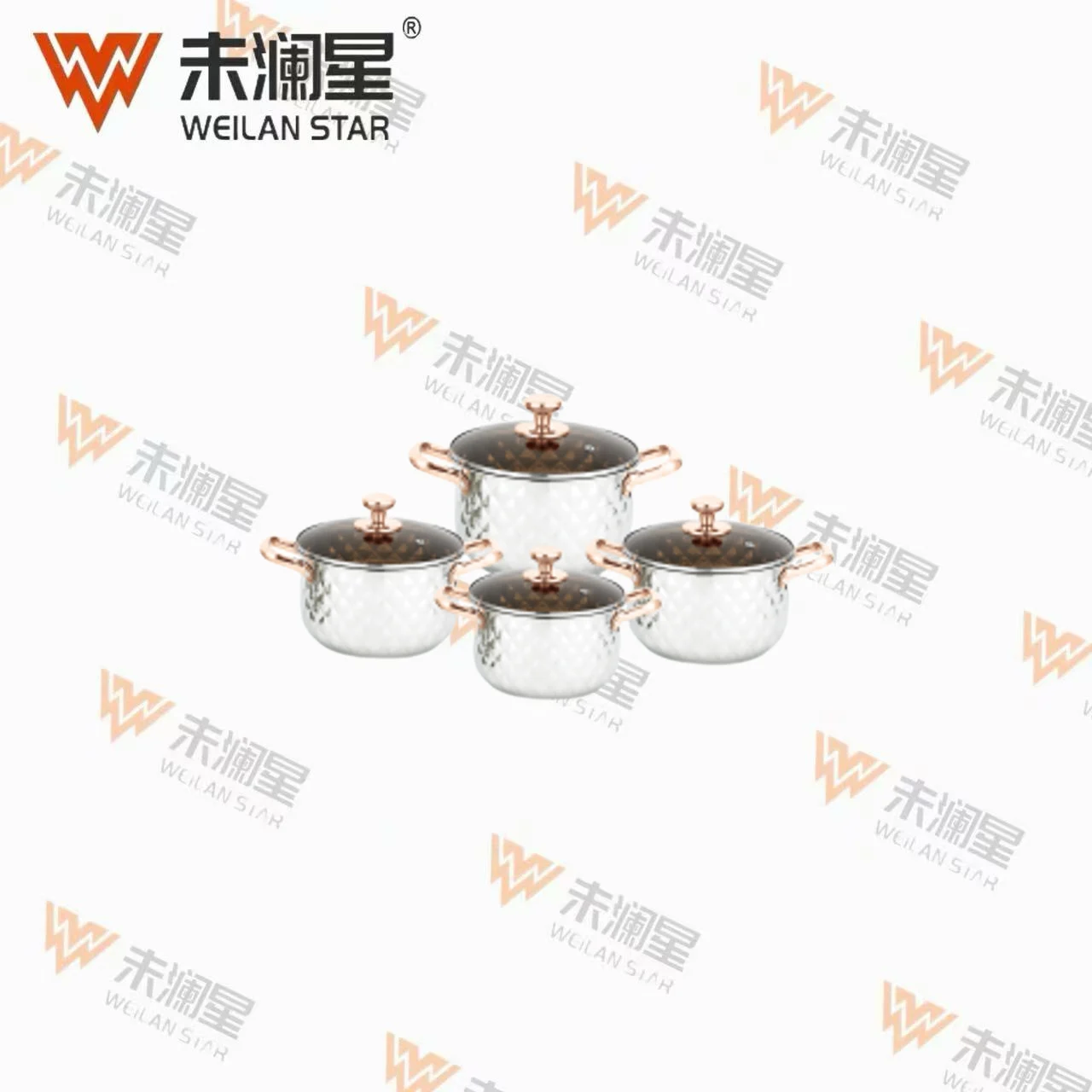 玫瑰金钻石四件套 不锈钢套锅