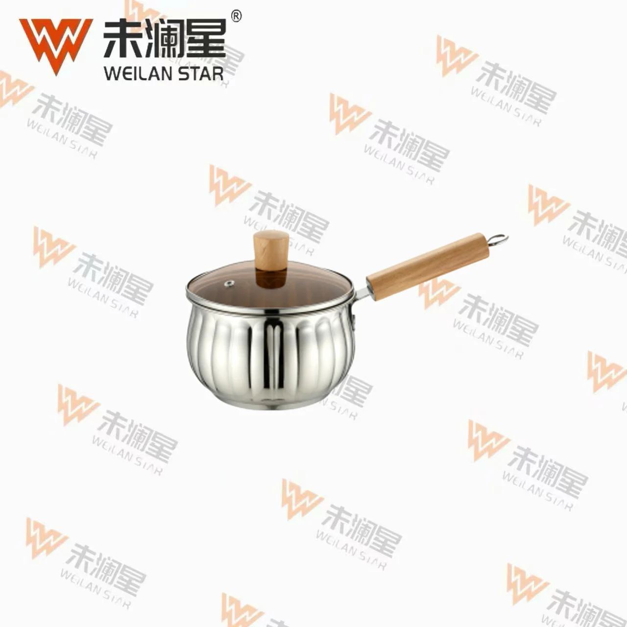 18南瓜木柄奶锅 不锈钢套锅