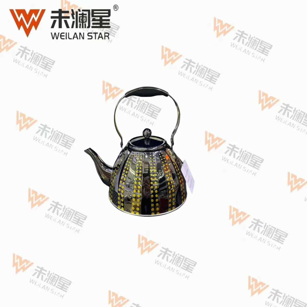 复底闪艺壶1.0L黑金点贴花 不锈钢水壶
