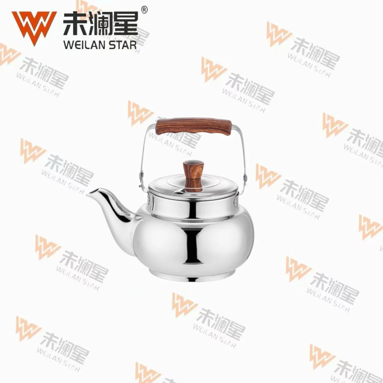 YC馨泉直钢柄-亮光木纹 不锈钢水壶