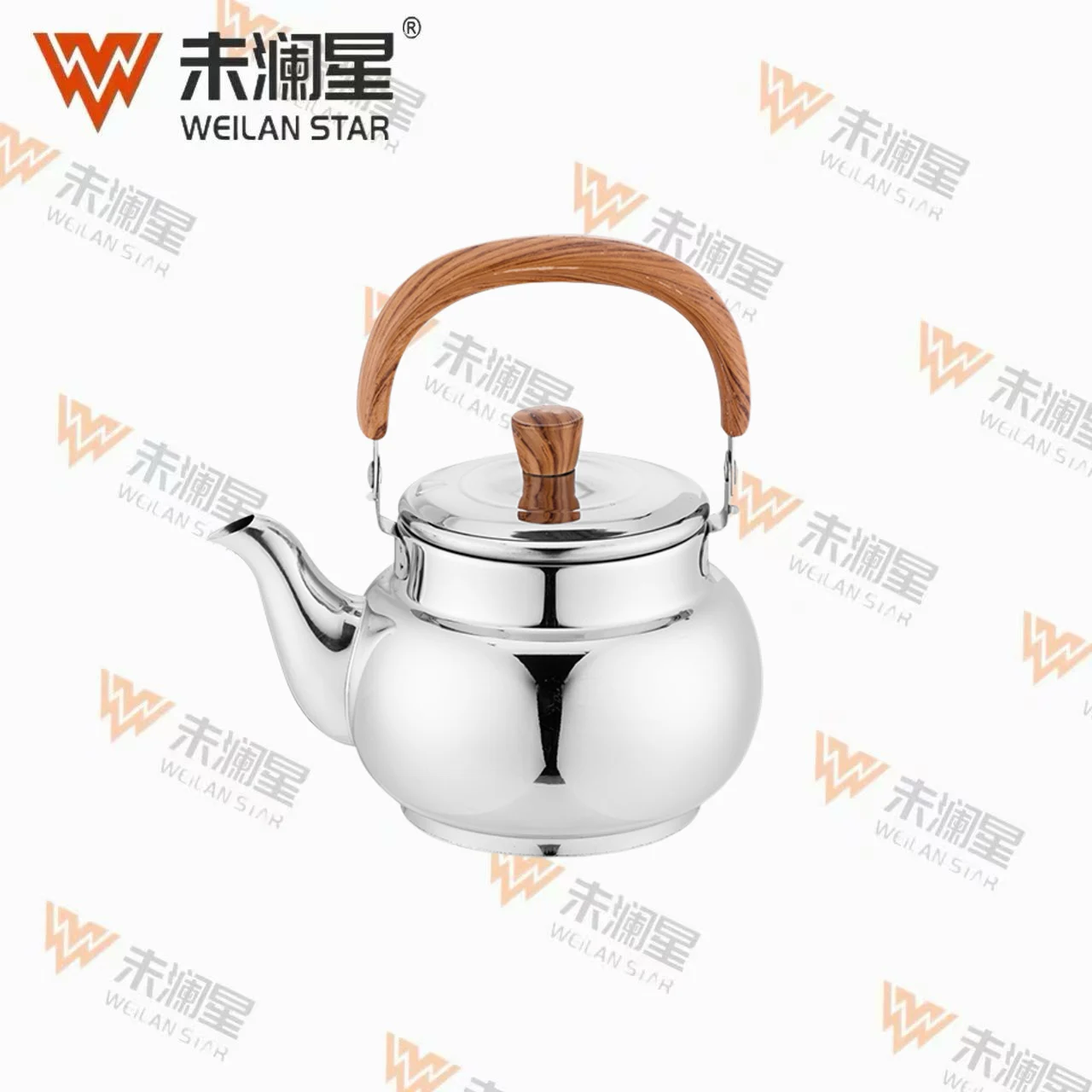 YC馨泉木纹弯柄-亮光 不锈钢水壶