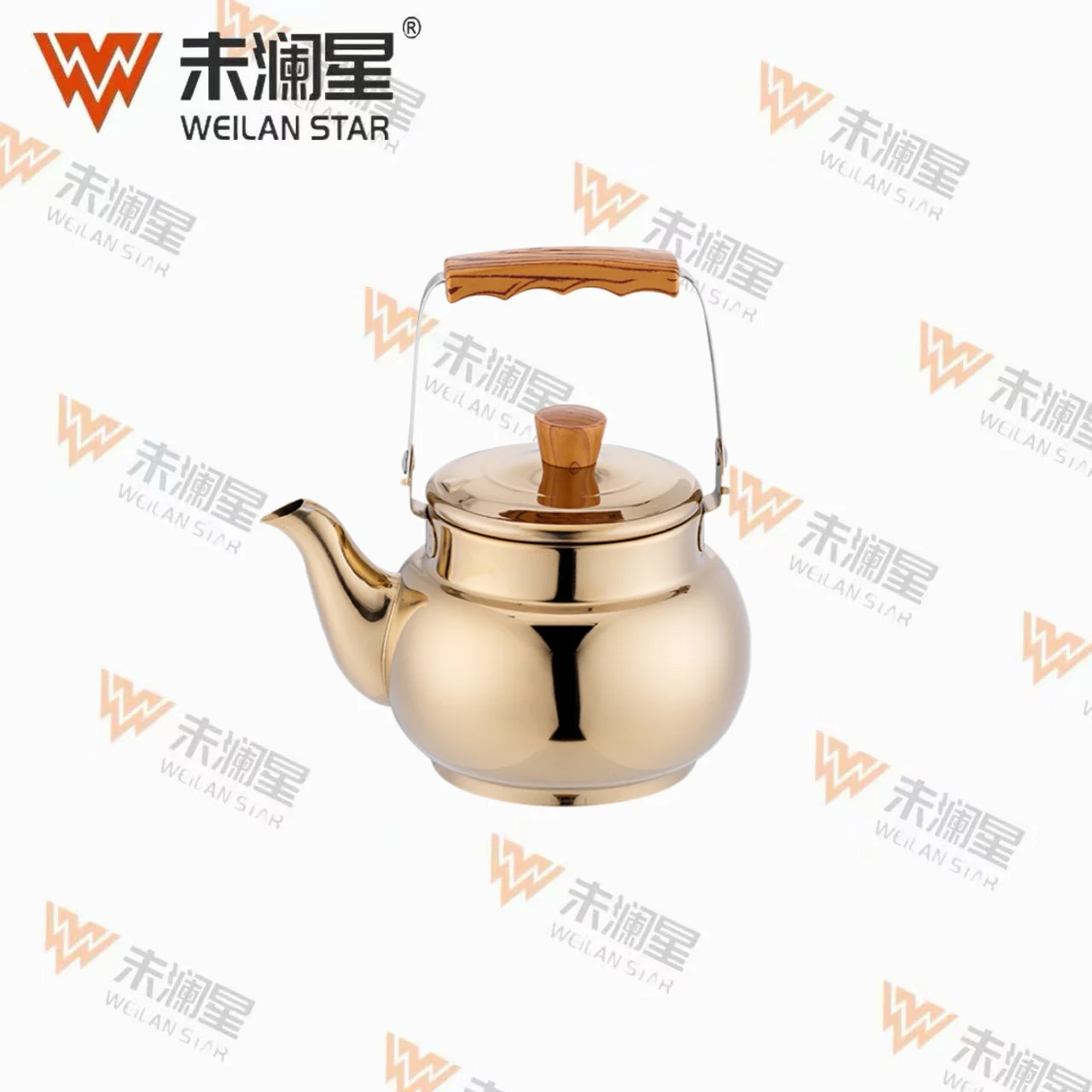 YC馨泉木纹直钢柄 不锈钢水壶
