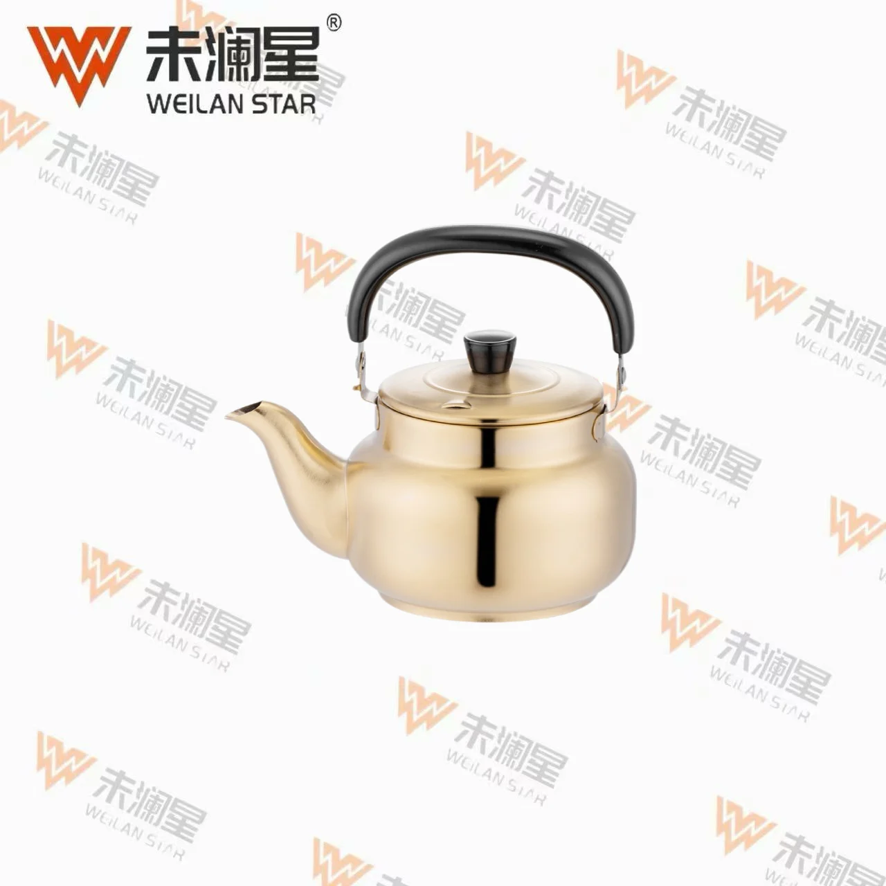 YC清泉黑色弯柄-金色 不锈钢水壶