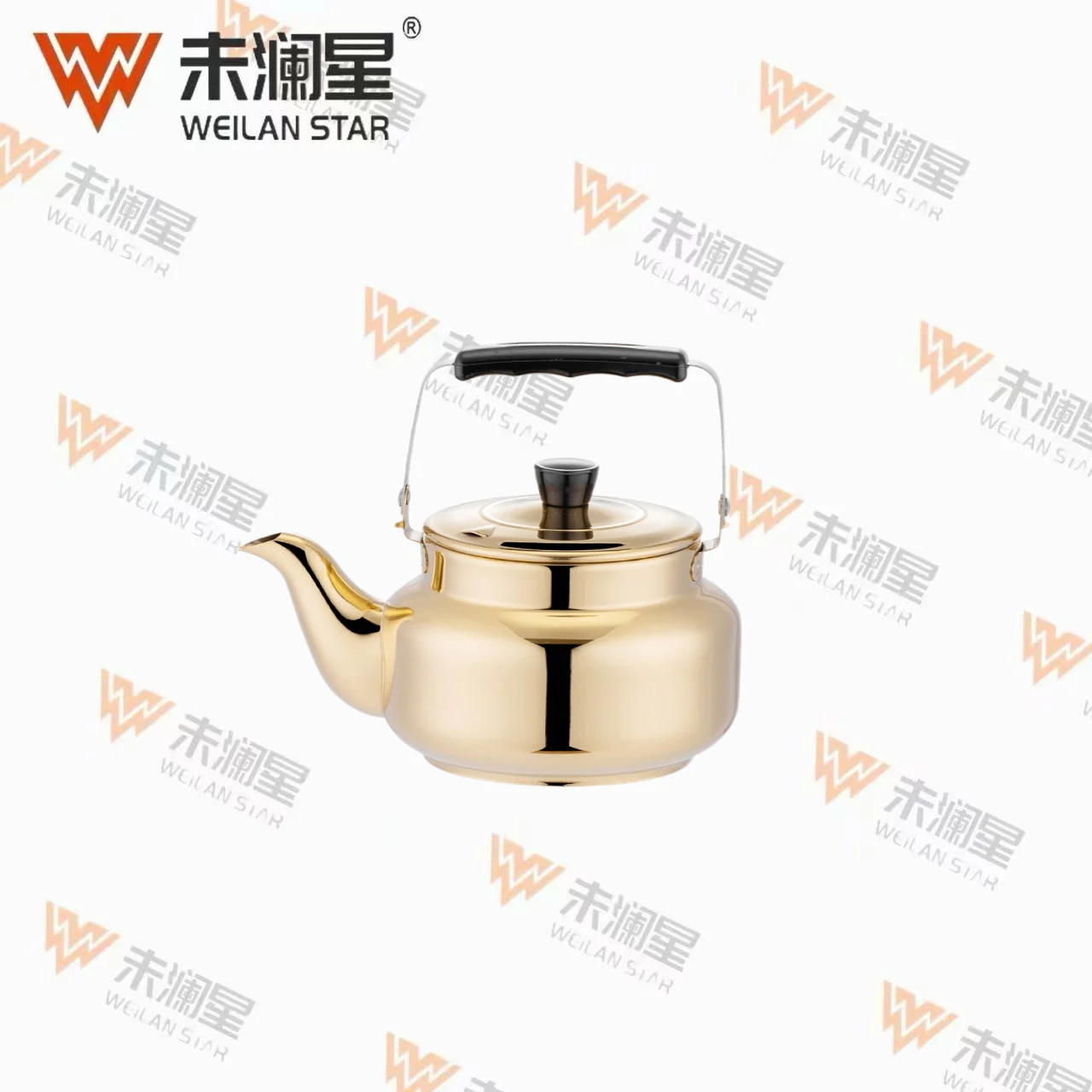 YC清泉黑色直钢柄-金色 不锈钢水壶