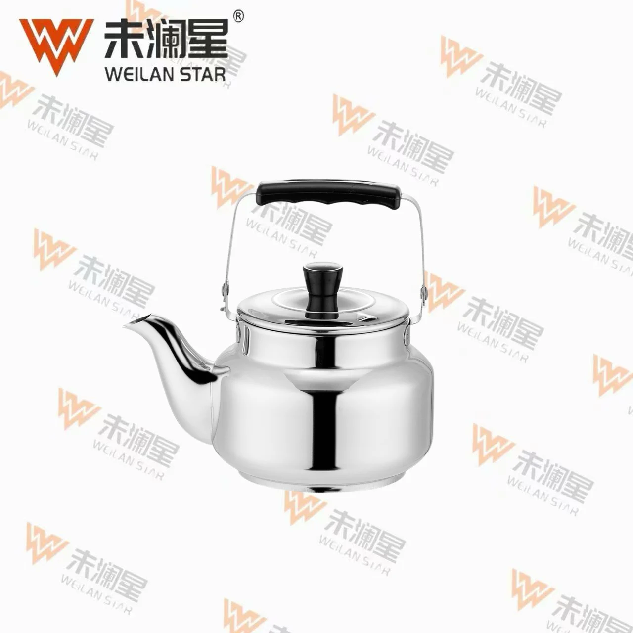YC清泉黑色直钢柄-亮光 不锈钢水壶