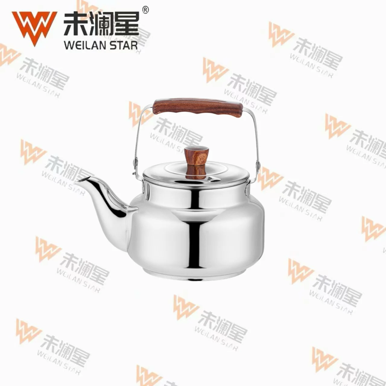 YC清泉木纹直钢柄-亮光 不锈钢水壶