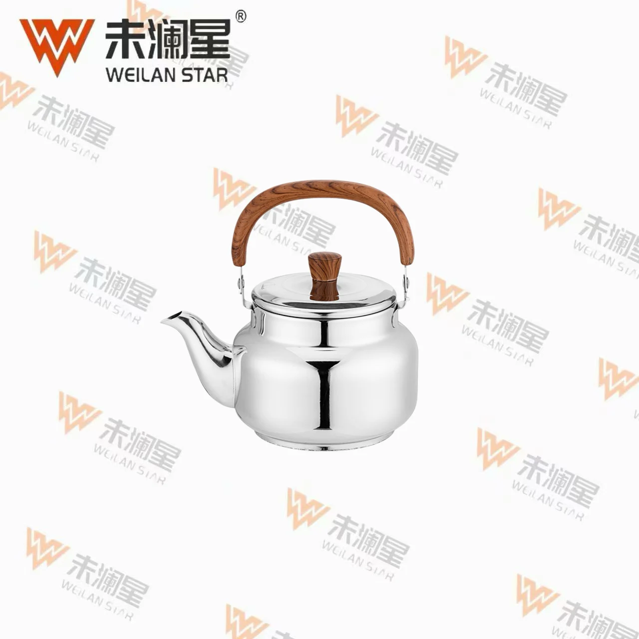 YC清泉木纹弯柄-亮光 不锈钢水壶
