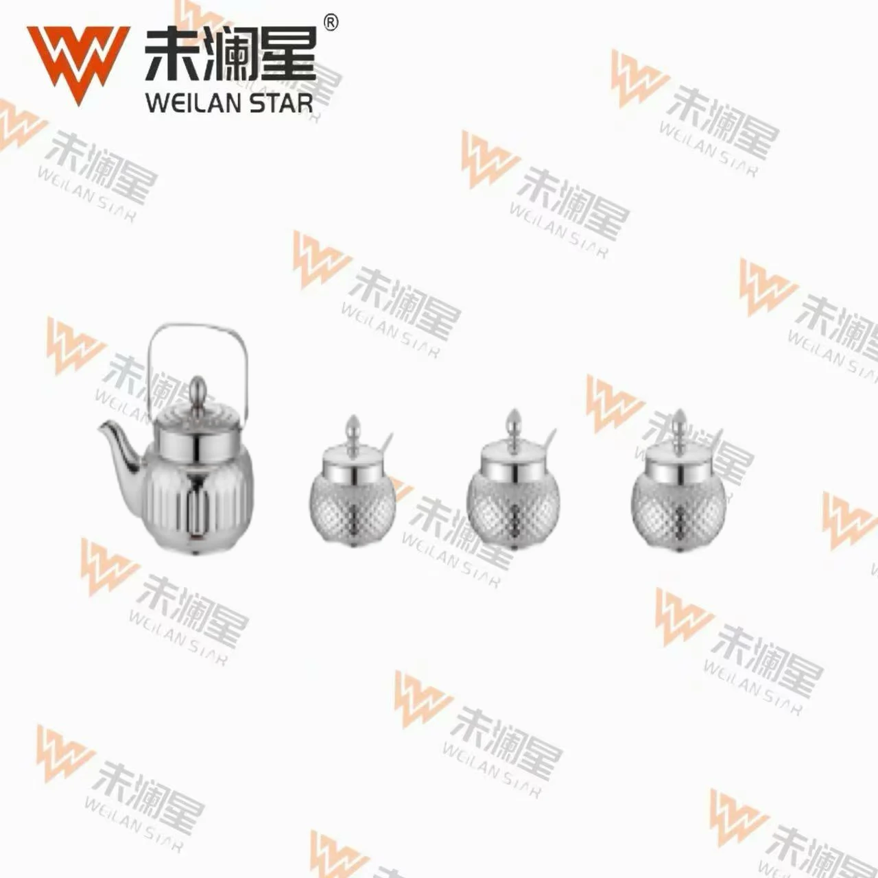 YC玉泉（直点纹壶）+3点纹罐 不锈钢水壶