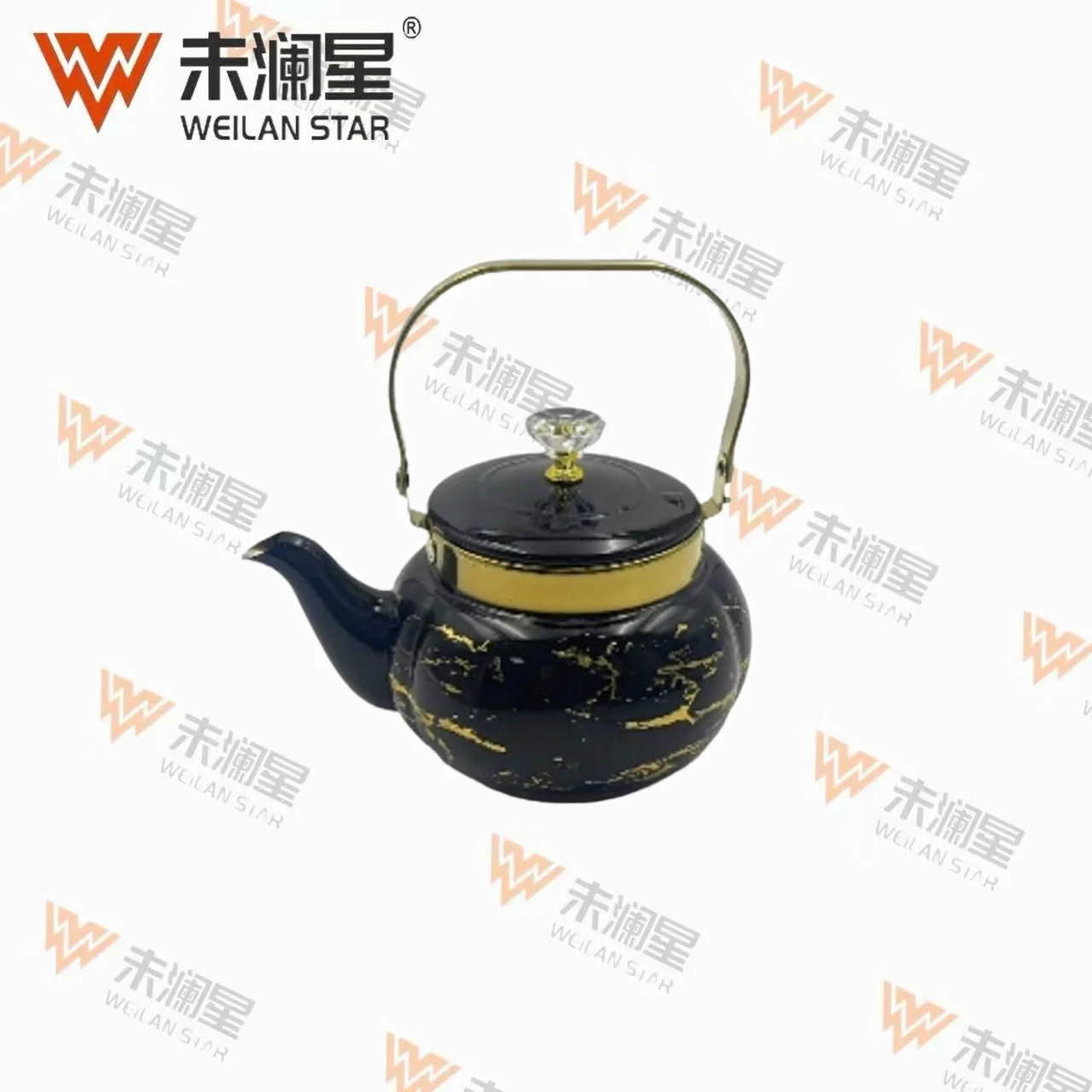 YC圆泉钢柄（黑金）金纹 不锈钢水壶