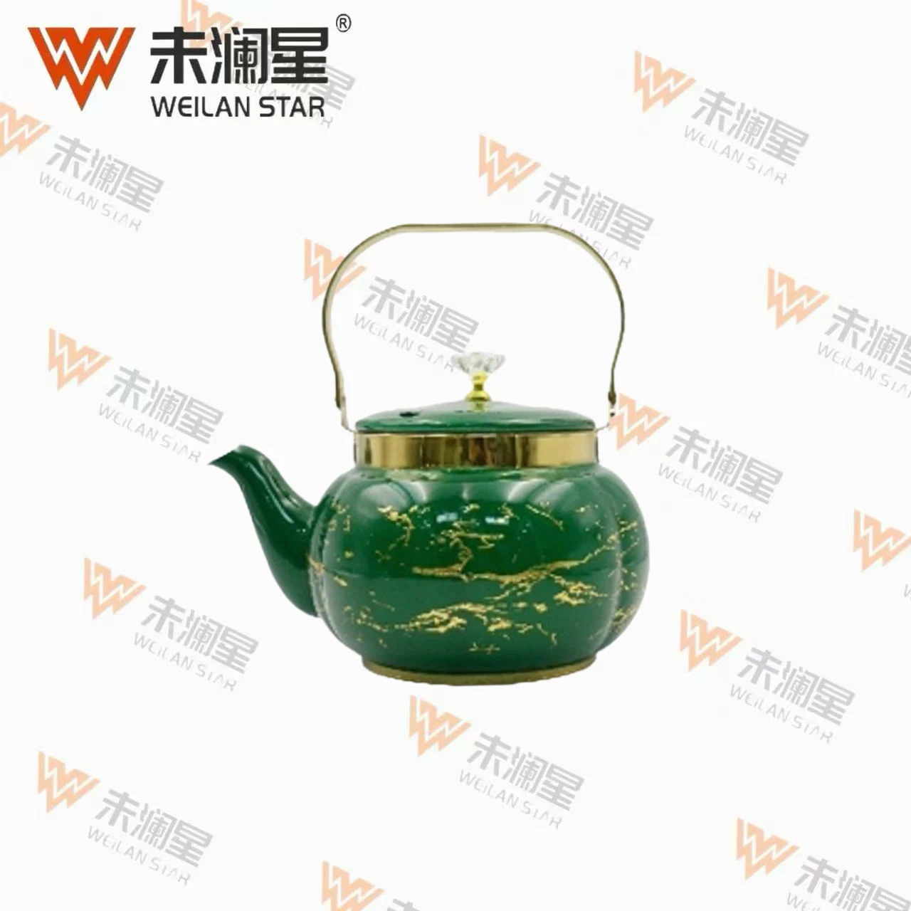 YC圆泉钢柄（绿金）金纹 不锈钢水壶