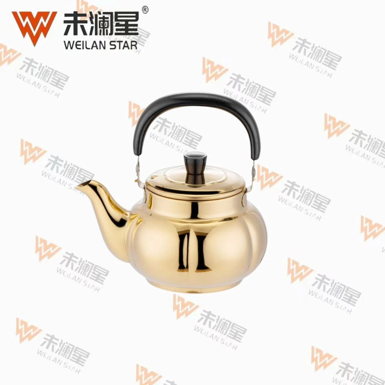 YC圆泉黑色弯柄-金色 不锈钢水壶