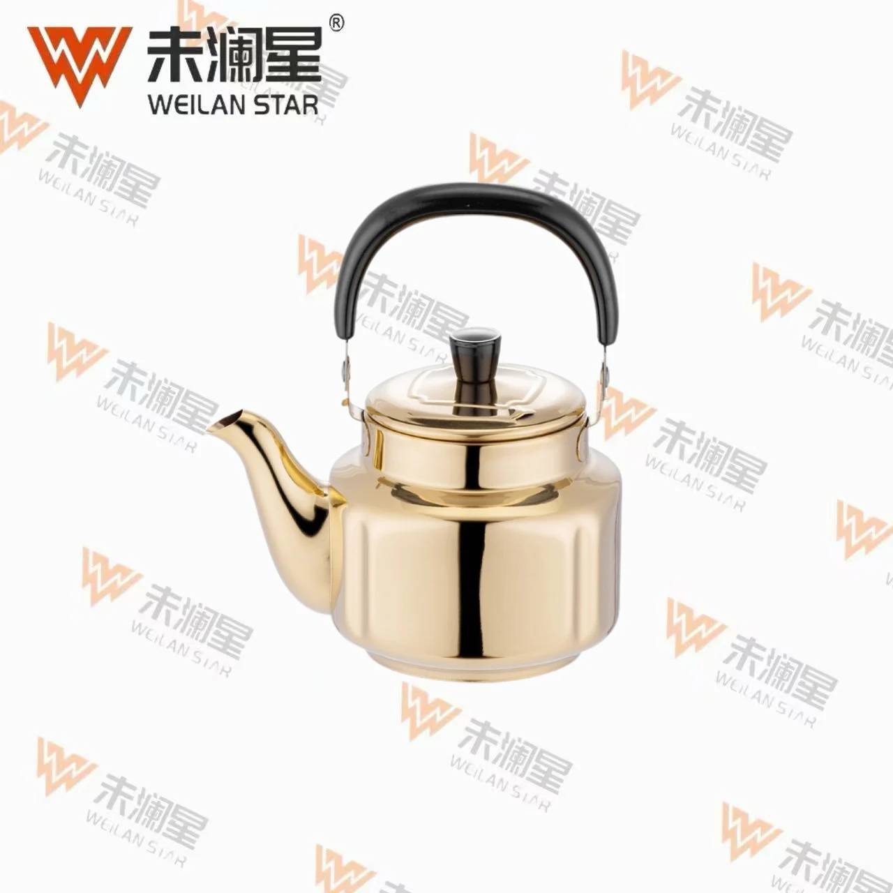 YC尊泉黑色弯柄-金色 不锈钢水壶