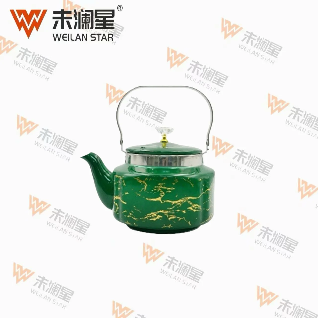 YC尊泉钢柄（绿银）金纹 不锈钢水壶