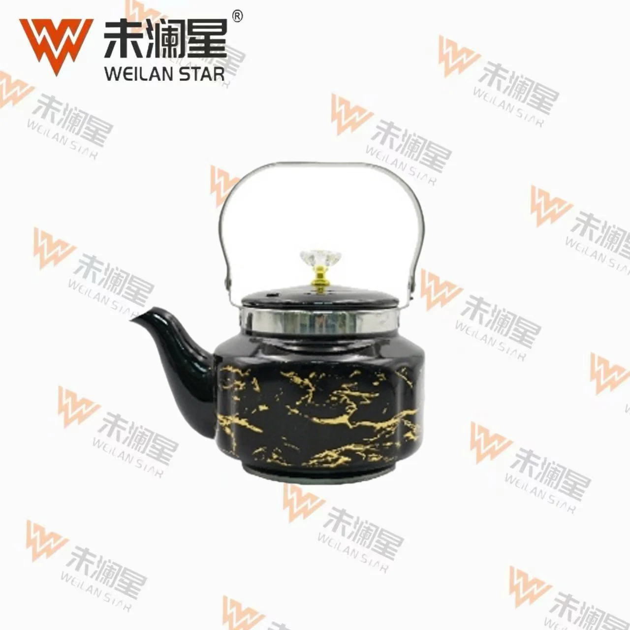 YC尊泉钢柄（黑银）金纹 不锈钢水壶