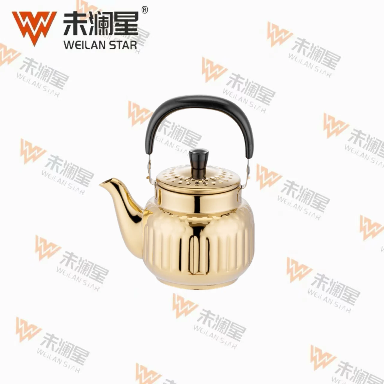 YC玉泉黑色弯柄-金色 不锈钢水壶