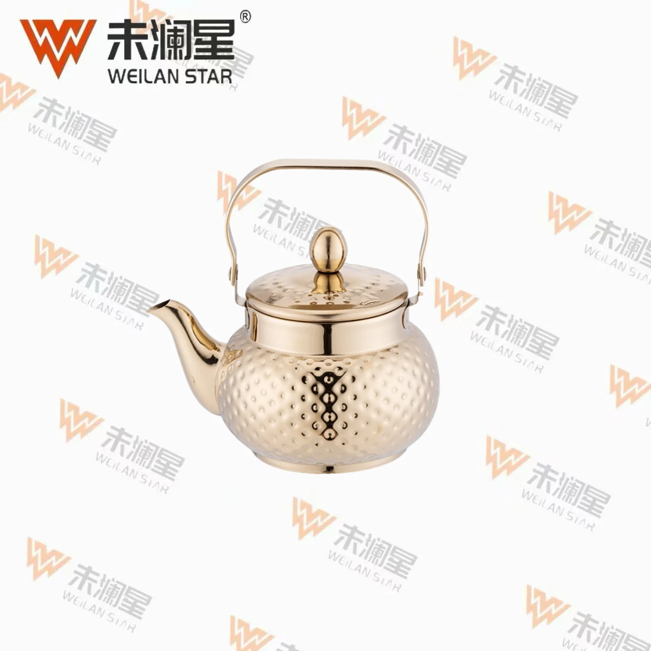 YC馨泉钻纹钢柄（弯）金色 不锈钢水壶
