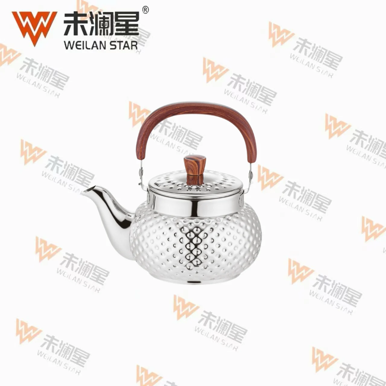 YC馨泉钻纹木纹弯柄-亮光 不锈钢水壶