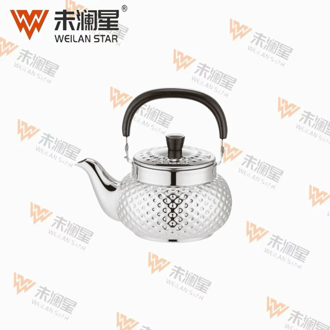 YC馨泉钻纹黑色弯柄亮光 不锈钢水壶