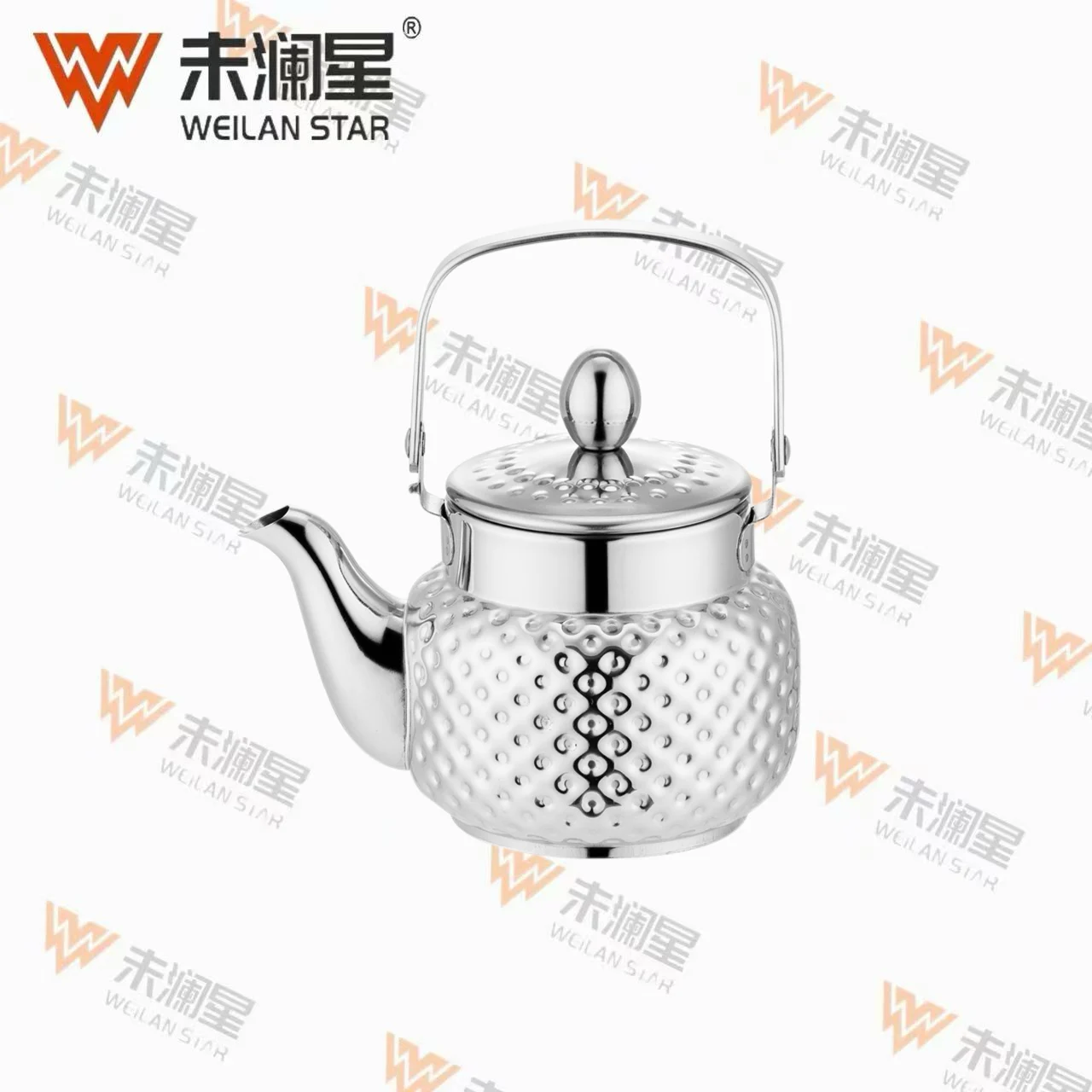 YC清泉钻纹（圆点）钢柄（直）亮光 不锈钢水壶